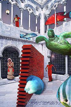 Lissabon - fishes and turtle in tile museum - photoshop c... by Manfred Bail 